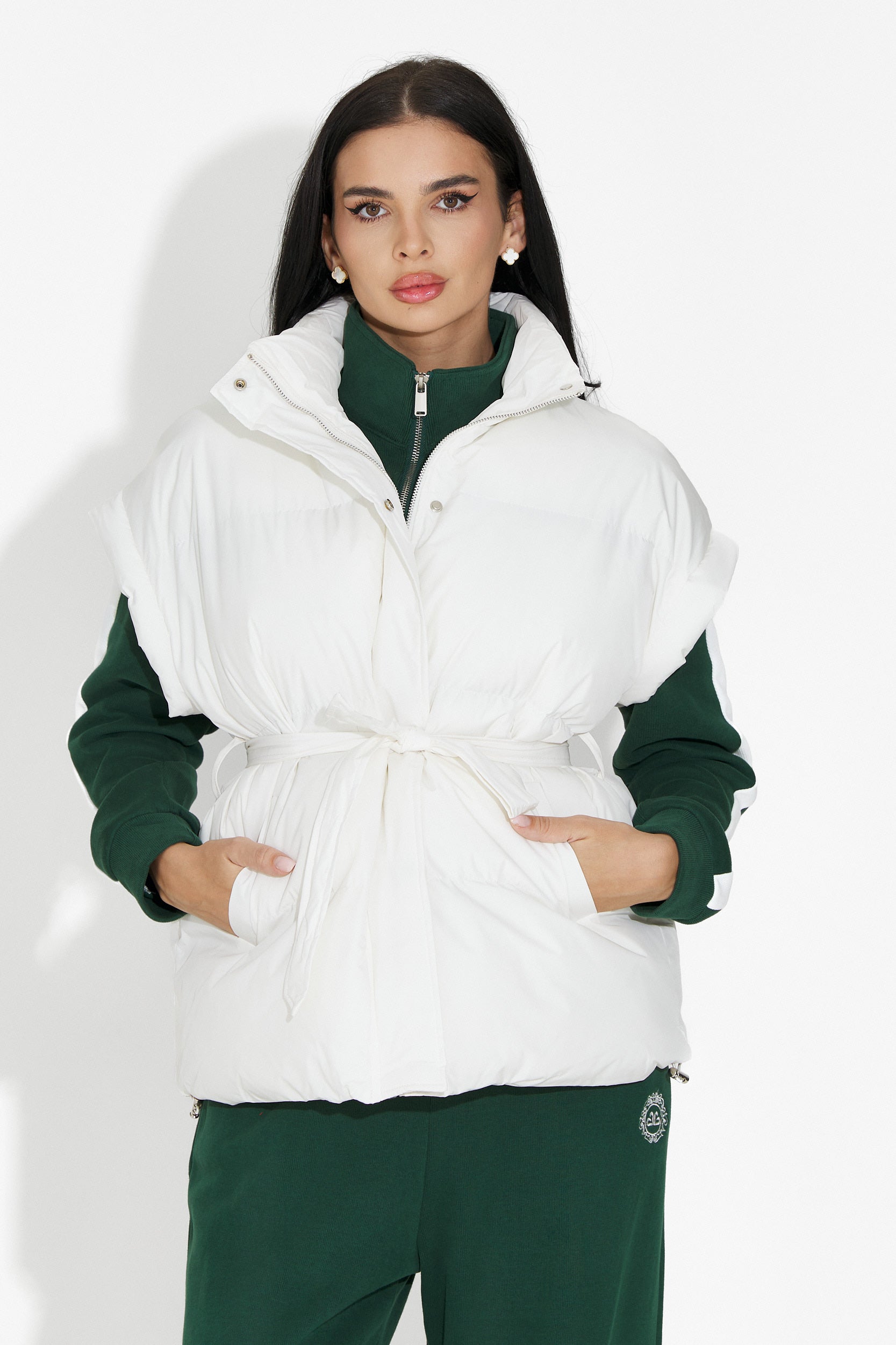 Biała casualowa kamizelka damska Denoria Bogas