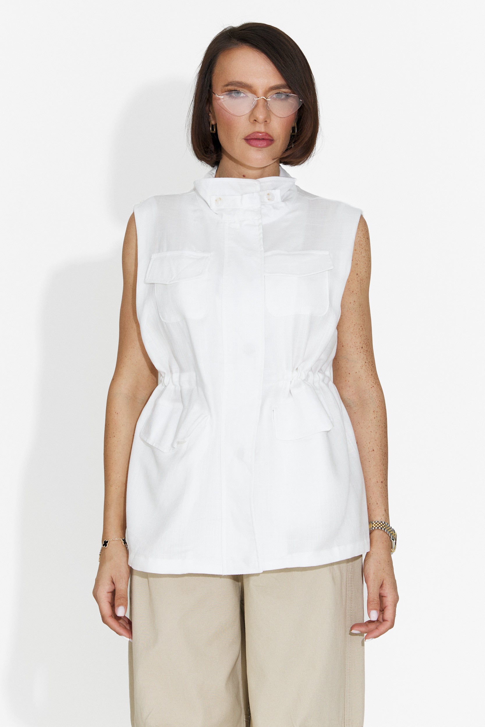 Chaleco Blanco Casual para Mujer de Petynia Bogas