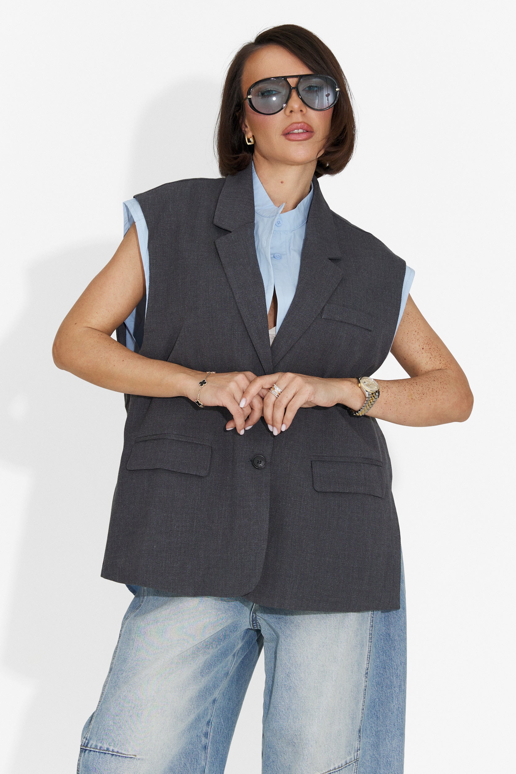 Gilet Gris Élégant pour Dames de Danya Bogas