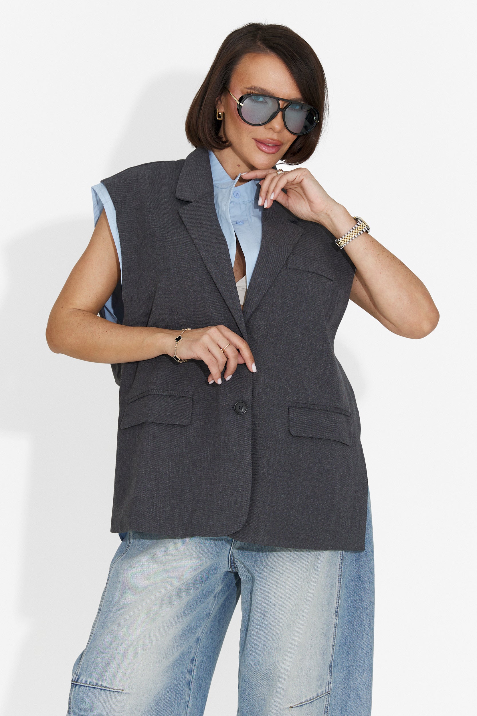 Gilet Gris Élégant pour Dames de Danya Bogas
