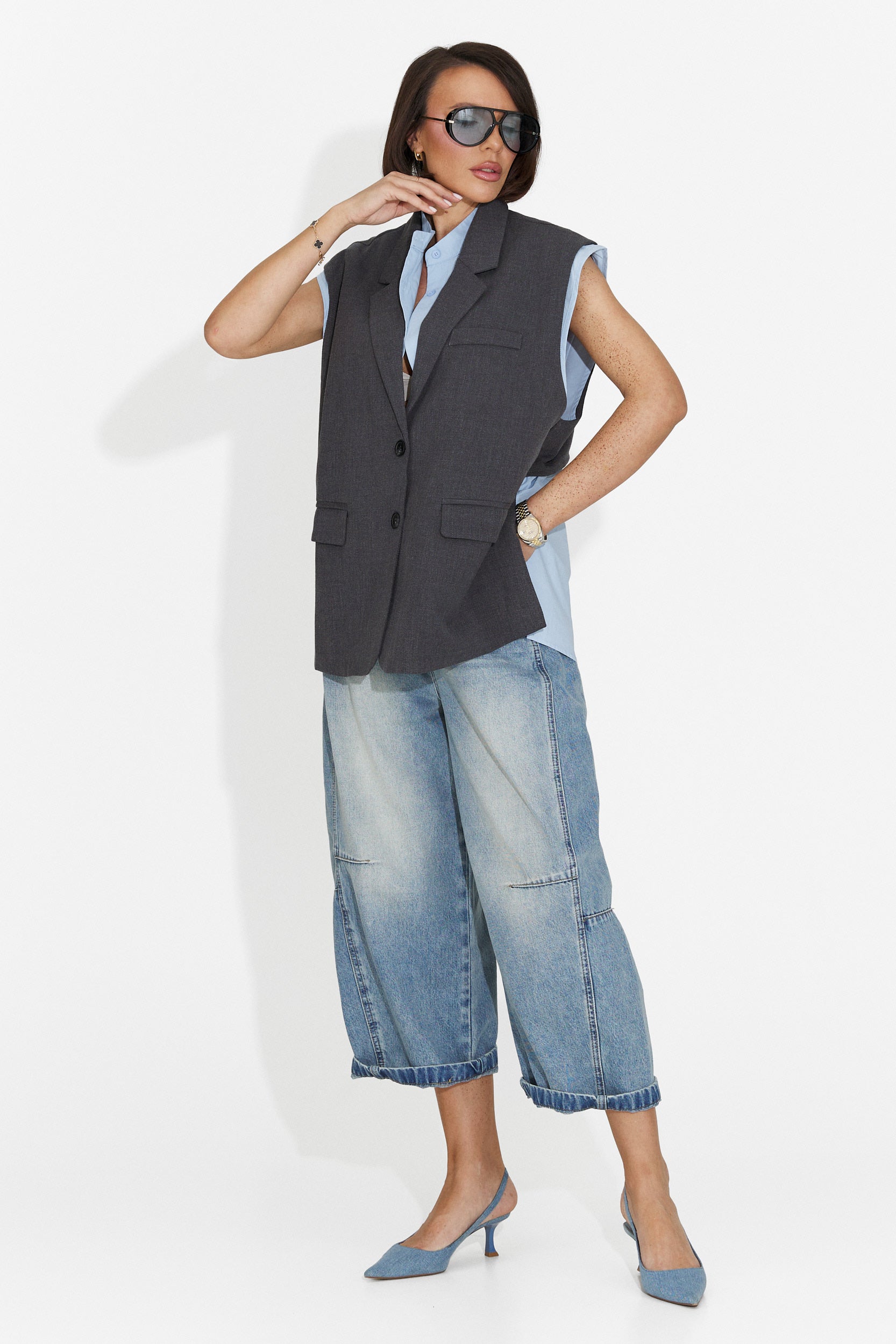 Gilet Gris Élégant pour Dames de Danya Bogas