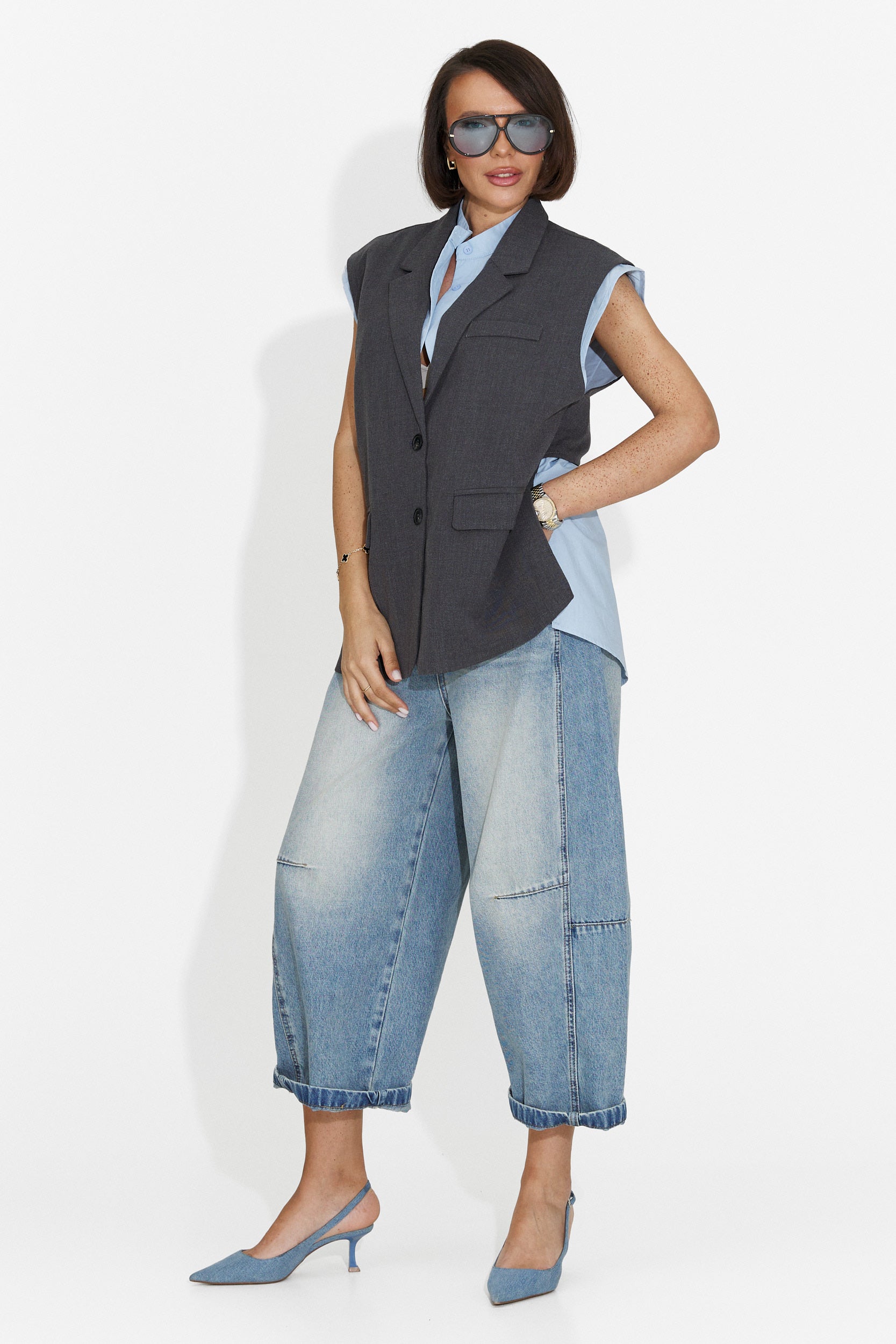 Gilet Gris Élégant pour Dames de Danya Bogas