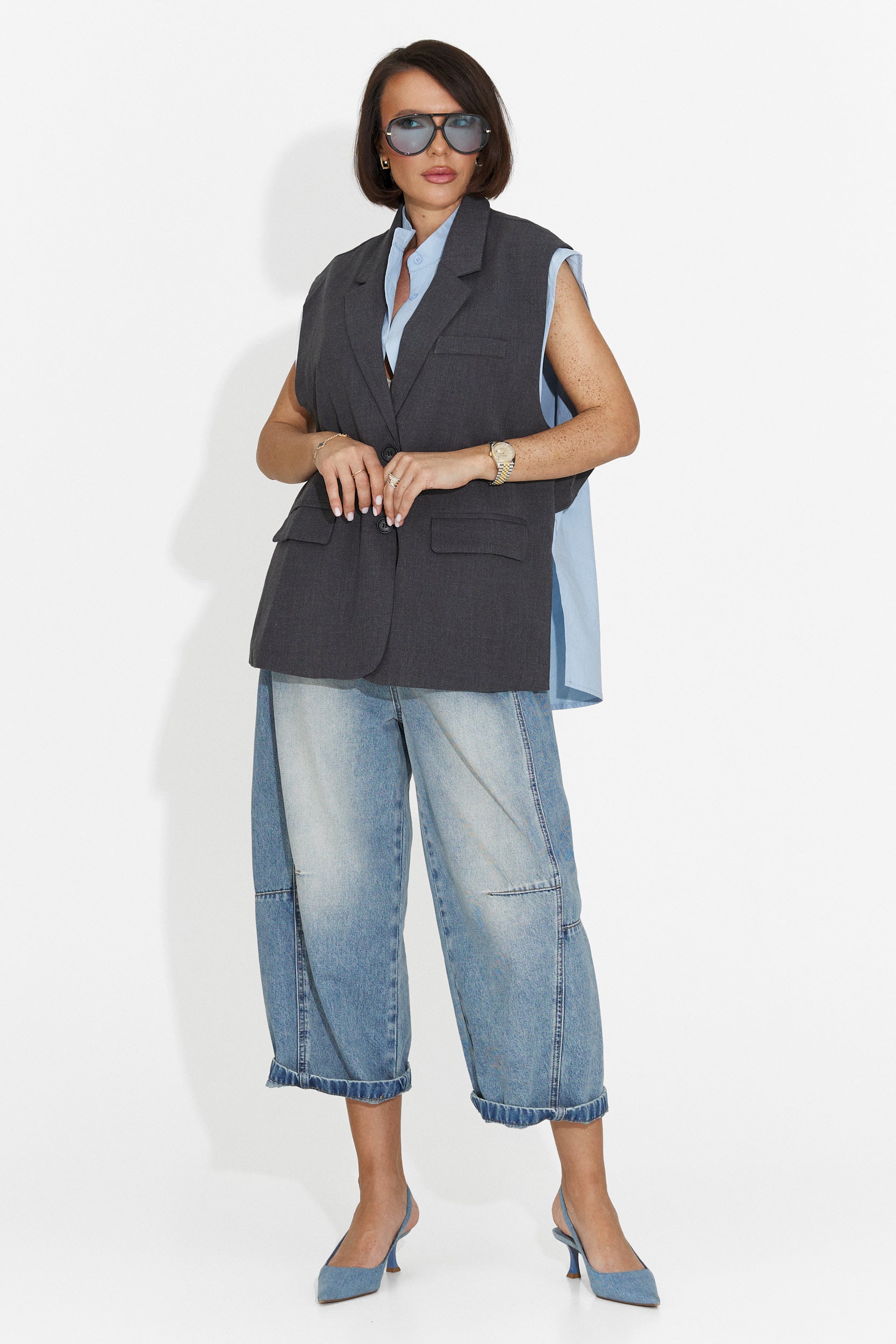 Gilet Gris Élégant pour Dames de Danya Bogas