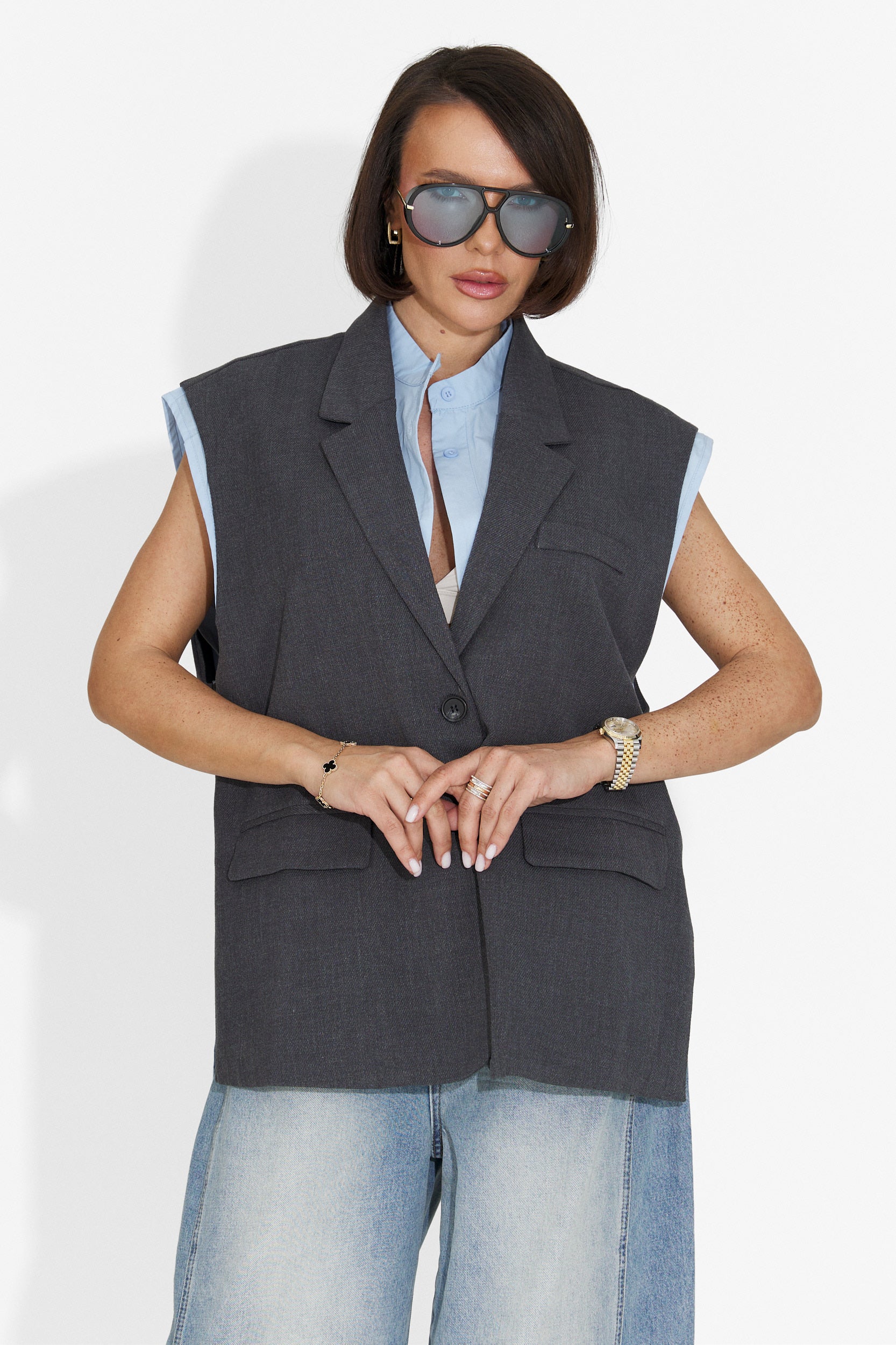 Gilet Gris Élégant pour Dames de Danya Bogas