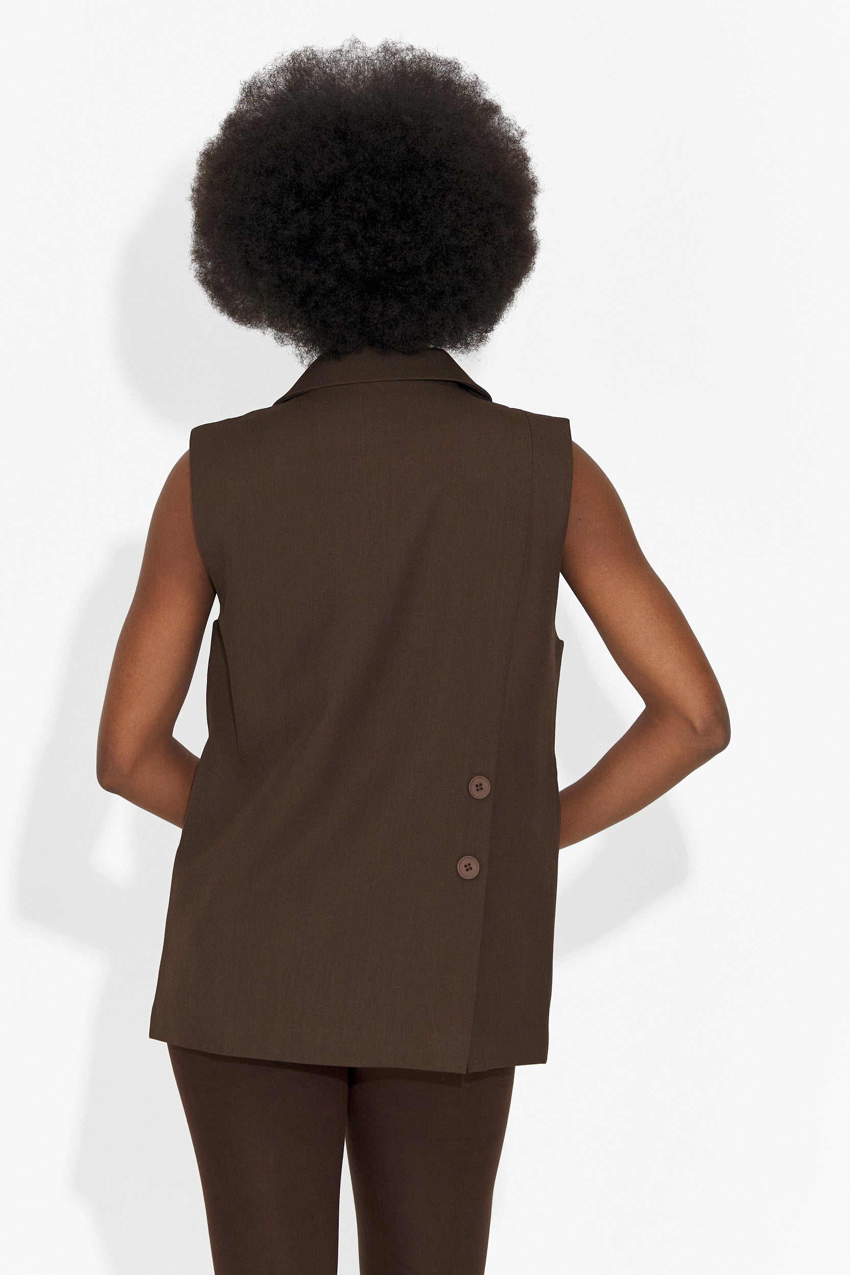 Chaleco elegante para mujer marrón Meghan Bogas