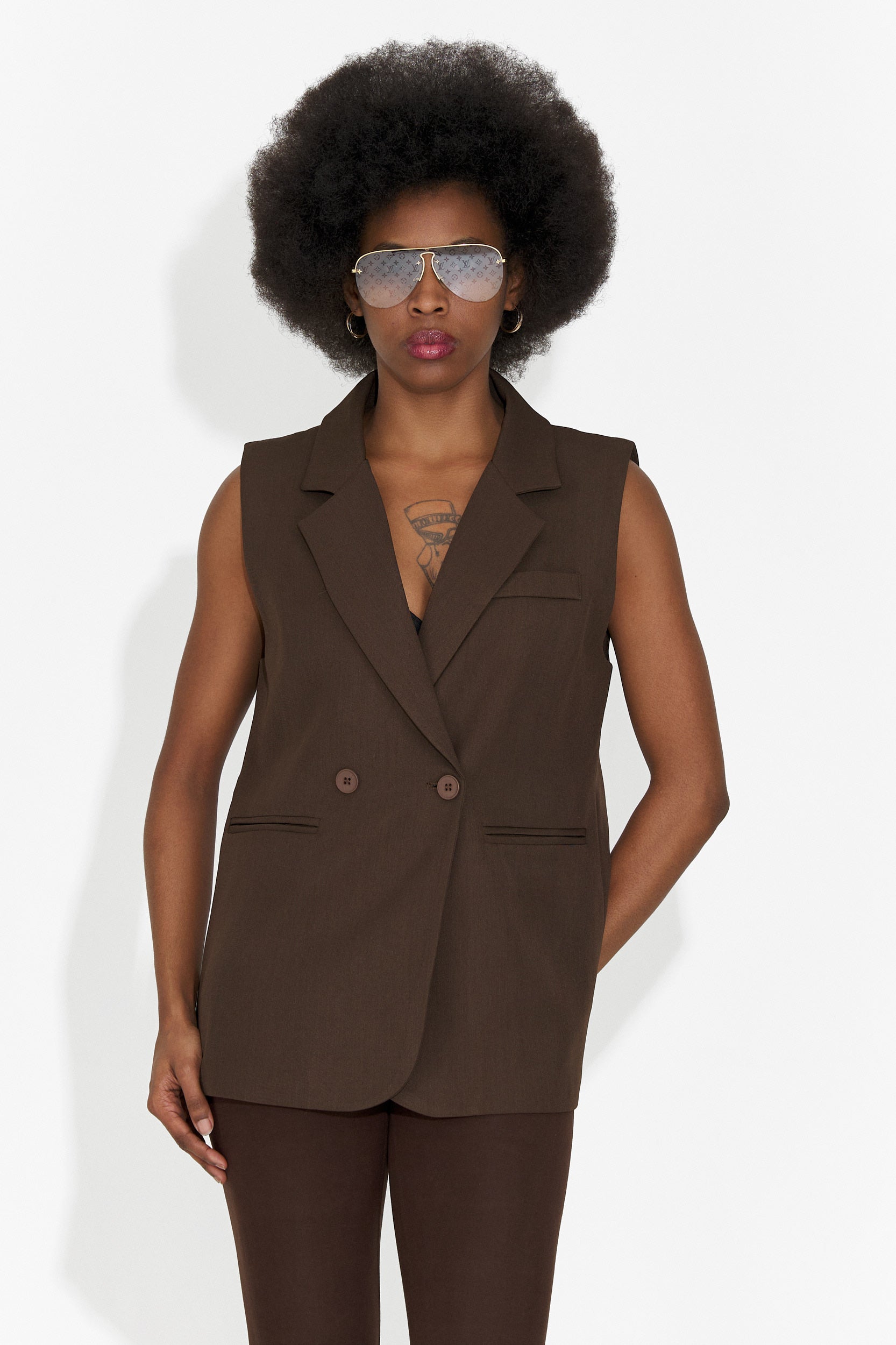 Chaleco elegante para mujer marrón Meghan Bogas